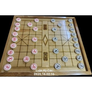 Bộ cờ Tướng gỗ và quân cờ nhựa pha đá