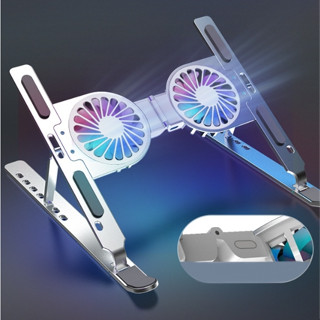  Giá Đỡ Laptop C9 Pro Bằng Hợp Kim Nhôm Quạt Led RGB 7 Mức Chỉnh Độ Cao Có Thể Gấp gọn mang đi tản nhiệt tiện lợi 