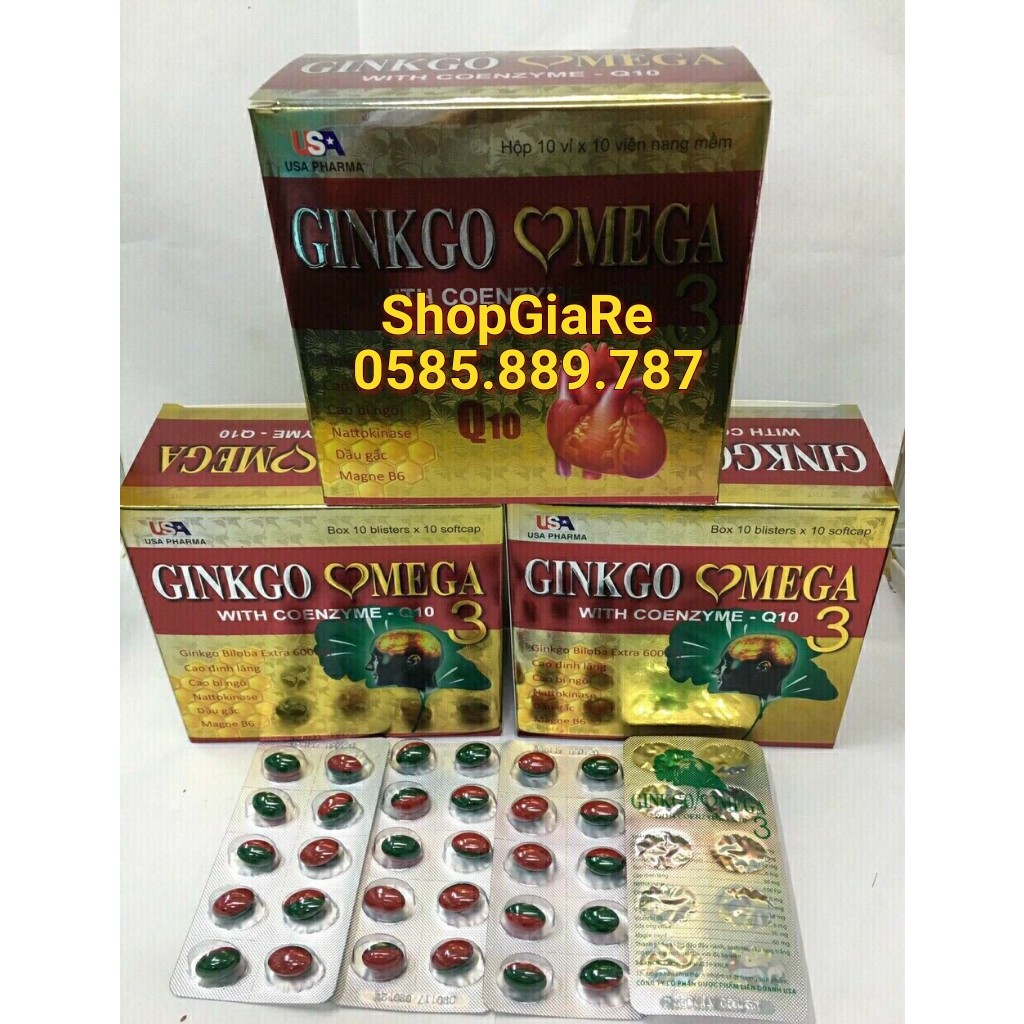 Viên Uống hoạt huyết dưỡng não Bổ Não Ginkgo Omega 3 Coenzym Q10 hộp 100 viên