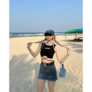 Áo ba lỗ đan dây cutout eo