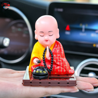Tượng Phật Chú Tiểu Gõ Mõ Gật Đầu Sử Dụng Năng Lượng Ánh Sáng, Trang Trí Taplo Ô Tô, Bàn Thờ, Bàn Làm Việc