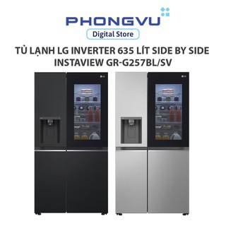 Tủ lạnh lg inverter 635 lít side by side instaview gr-g257bl/sv - bảo hành 24 tháng