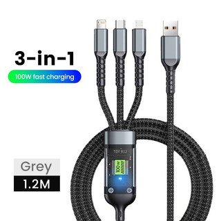 3 trong 1 100W 5A Sạc nhanh USB sang Type-C Cáp sạc nhanh Micro cho điện thoại- duongshopxx