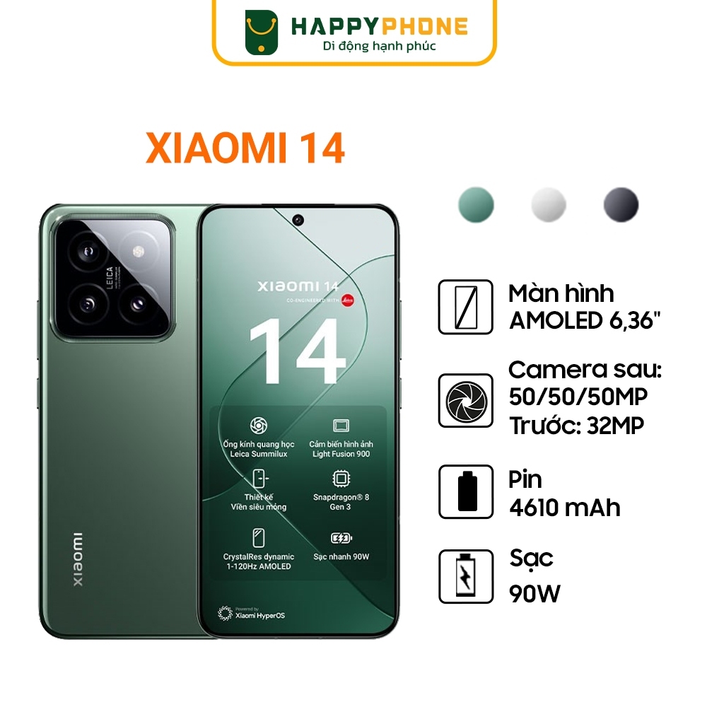 Điện thoại Xiaomi 14 5G (12GB/256GB) - Full VAT - Hàng Chính Hãng, mới 100% - Bảo hành 24 tháng