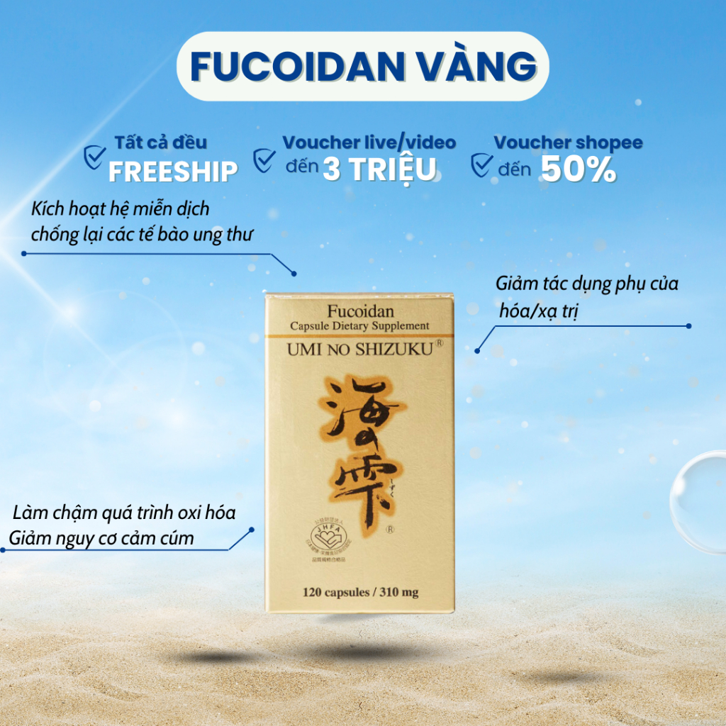 Fucoidan vàng UMI NO SHIZUKU Loại Viên Nang - Hàng nội địa Nhật Bản