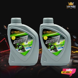 Combo 2 Chai Nhớt Xe Số BCP Thái Lan Super1 15W40 SL MA2 1 Lít - Dầu Nhớt Xe Máy Nhập Khẩu Chính Hãng