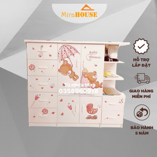 Tủ Nhựa Đài Loan Trẻ Em - MIRA HOUSE Tủ Đựng Quần Áo Cho Bé Trai Bé Gái Cao 1m24 dài 1m35 sâu 40cm