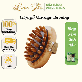 Lược gỗ massage đầu đa năng Lược Tâm chải thông kinh lạc giảm nhức mỏi toàn thân