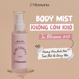  Xịt Thơm Cơ Thể De Memoria Không Cồn Khô 50ml - Mùi #02 In Blossom Hương Hoa Anh Đào Đáng Yêu