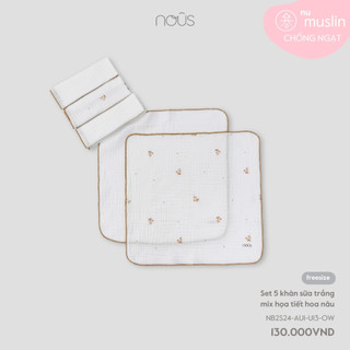  Set 5 khăn sữa mix họa tiết, kháng khuẩn, mềm mại cho bé - Nous HCM - BST T5.24