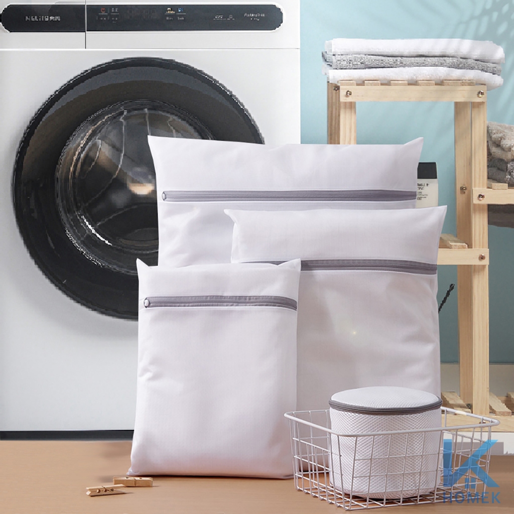 Combo 5 Túi Giặt Lưới 5 Kích Cỡ Bền Cho Máy Giặt HOMEK, Có Khóa Kéo Đồ Lót Áo Ngực, Giặt Phân Loại Du Lịch Túi Xếp Đồ
