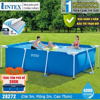 Bể bơi khung kim loại chữ nhật intex 300x200x75 cm 28272