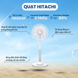 Quạt hitachi hef-al300d màu trắng - 8 cánh 4 tốc độ gió, nội địa nhật