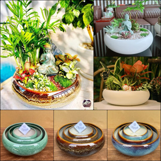 [Có Lỗ] Chậu gốm bát tràng ang bo trồng cây cảnh, sen đá, bonsai