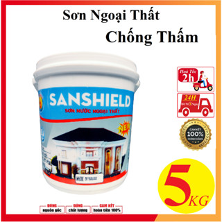 5kg Sơn nước SanShield NEW ngoài trời chống thấm láng mịn trang trí nhà cửa, decor ngoại thất nhà