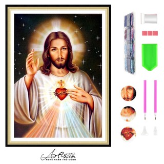  Tranh kim cương DIY, đồ thủ công DIY, trái tim của Chúa Giêsu