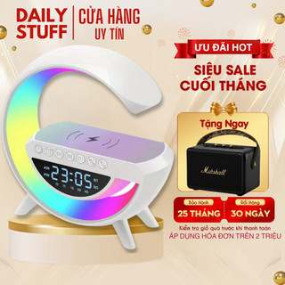Loa Không Dây Chữ G Led RGB, Sạc Nhanh Không Dây, Kết Hợp Đồng Hồ Siêu Sang Trọng- Fullbox