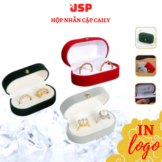 Hộp đựng nhẫn đôi mini CAILY JSP Góc tròn chốt vàng in LOGO hộp đựng bông tai hộp nhẫn đôi