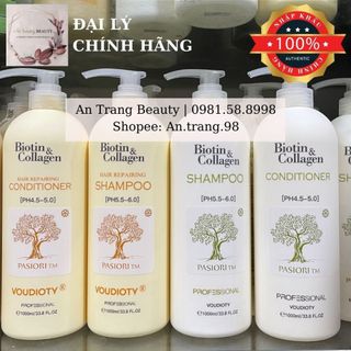 [CHÍNH HÃNG-1000ML] GỘI XẢ PHỤC HỒI TÁI TẠO TÓC BIOTIN & COLLAGEN VOUDIOTY 1000ML