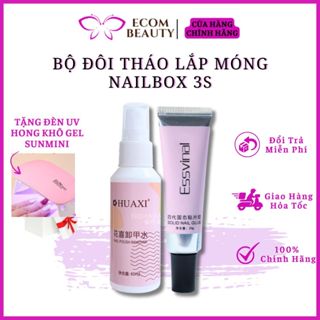 Bộ đôi tháo lắp móng Nailbox 3S - Gel úp móng siêu bền kèm chai xịt tháo móng, combo làm móng Nailbox 3S nhanh chóng