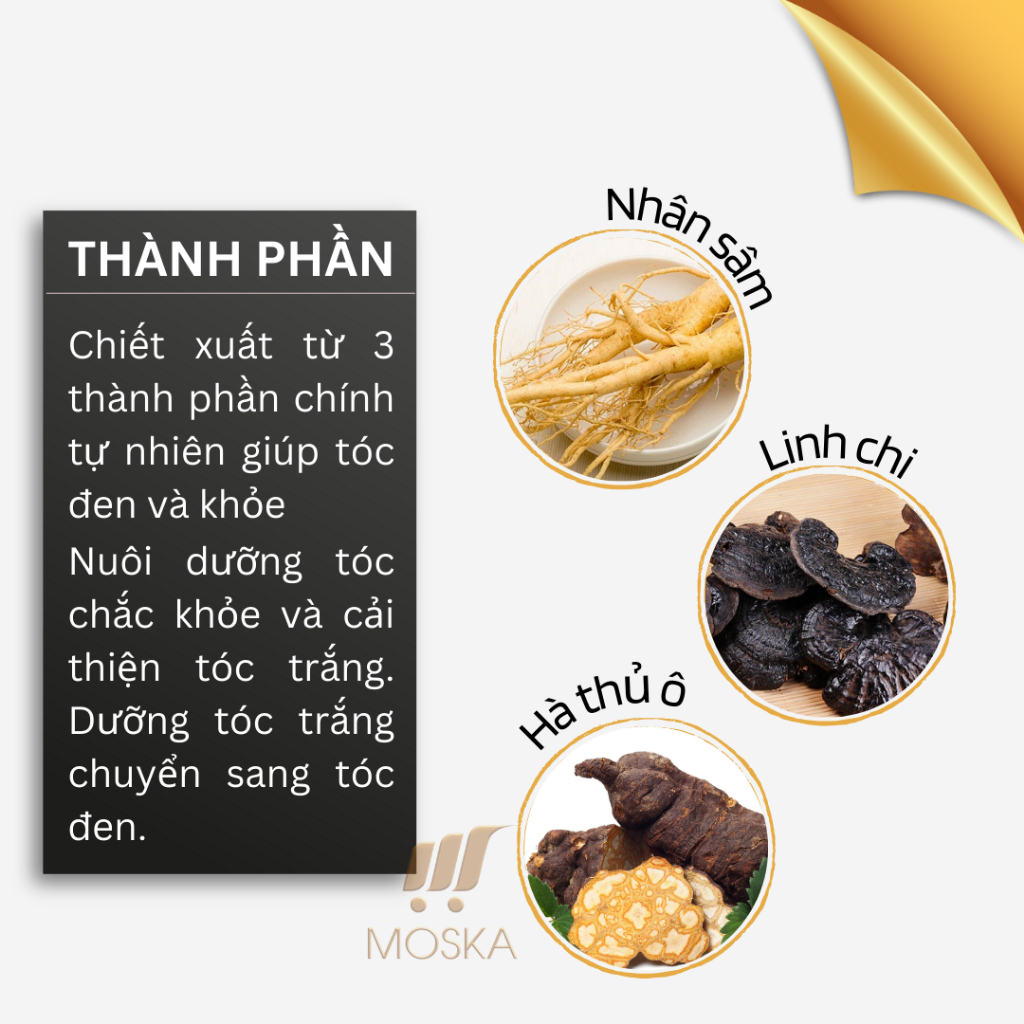 Serum Dưỡng Đen Tóc Linh Chi - Tinh Chất Giúp Đen Tóc, Phục Hồi Tóc Hư Tổn 30ML| Moska Shop