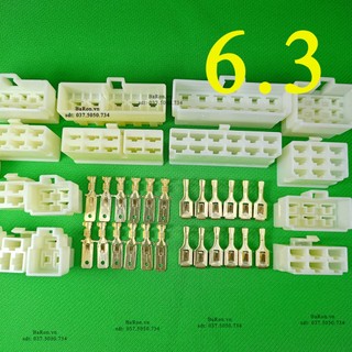 Bộ giắc nối dây điện ô tô - xe máy 2P/3P/4P/6P/8P chống cháy chân đồng cos 6.3