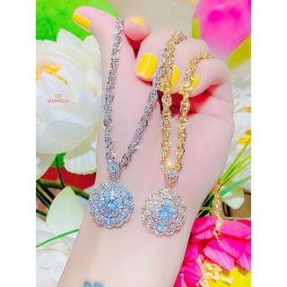 M1590 mặt kèm dây chuyền nữ đính đá cz cao cấp sáng lấp lánh uha