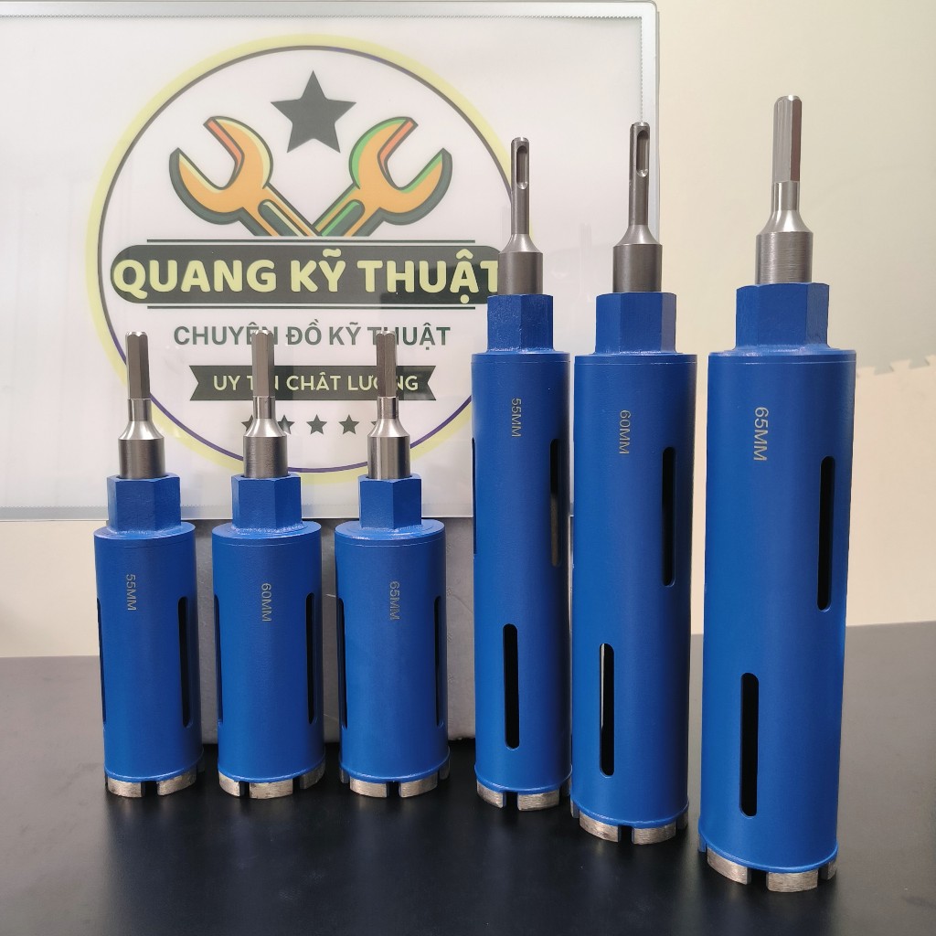 Mũi khoan rút lõi xanh nhám, mũi khoan khoét lỗ tròn phi 30mm đến 65mm, mũi khoan tường bê tông