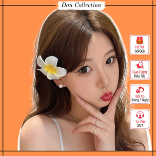 Kẹp hoa sứ trắng đi biển, Hoa sứ cài tóc hot trend xinh xắn nhiều kích cỡ thời trang du lịch mùa hè - Mã KT046
