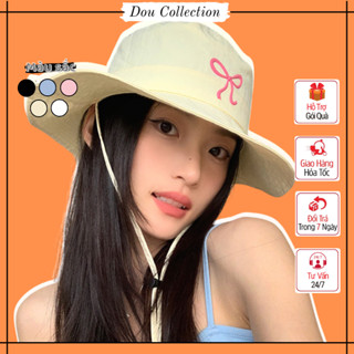 Mũ bucket tai bèo unisex nam nữ, Nón vành rộng che nắng thêu nơ dễ thương thời trang camping mùa hè - Mã NV055