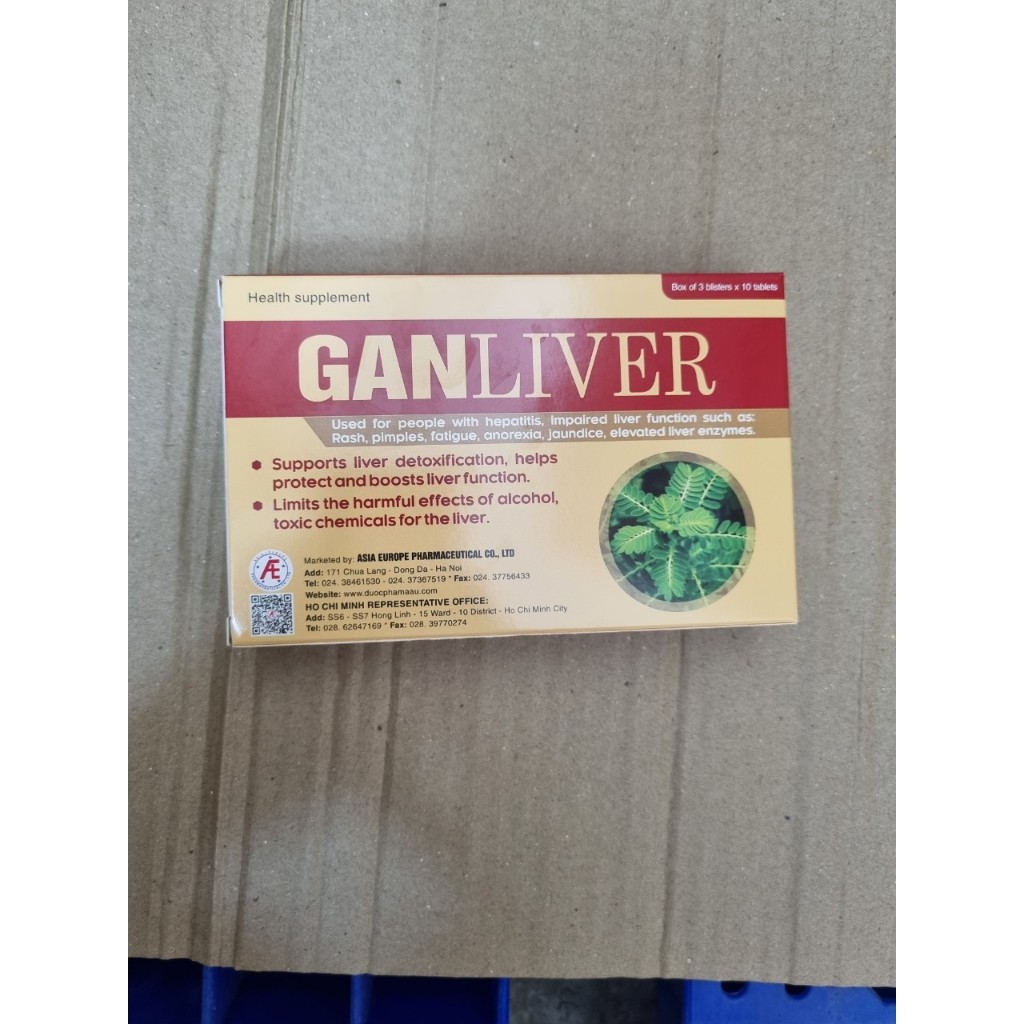 Ganliver hỗ trợ giải độc và tăng cường chức năng gan hộp 30 viên DƯỢC PHẨM Á ÂU