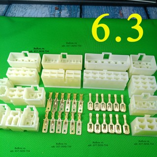 Bộ giắc nối dây điện xe máy 12P/8P/6P/4P/3P/2P/1P cos 6.3 vỏ ABS chống cháy (nhiều lựa chọn)