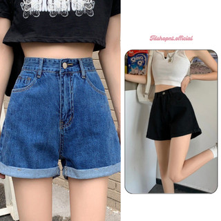 Quần Short Bò Nữ MIAA Cạp Cao Xanh Nhạt Thiết Kế Hai Khuy Năng Động