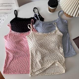 Áo Len Dệt Kim, Áo 2 Dây CÓ MÚT ĐỆM Chất Thun Mềm Mùa Hè Áo Viền Ren Nơ Trước Ngực Hoa Nhí Ôm Body Phong Cách Qccc Tongk