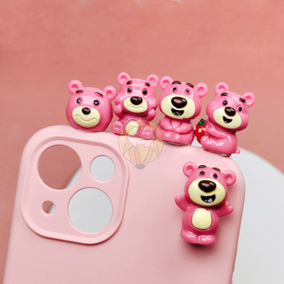 Charm mô hình gấu dâu Pink Bear làm keycap, trang trí kẹp tóc, điện thoại DIY