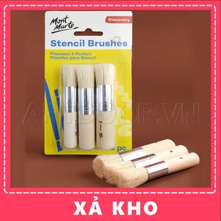Bộ cọ vẽ đầu dậm mont marte stencil lông lợn cứng -
