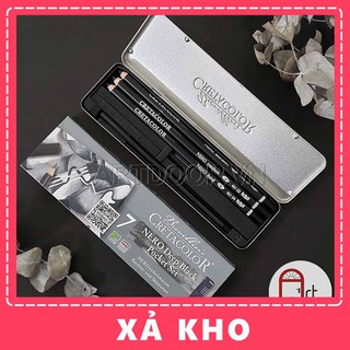[ARTDOOR] Bộ dụng cụ vẽ chì CRETACOLOR Nero than Mịn (hộp thiếc) - 7 món (40008)