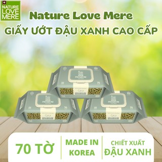 Khăn/Giấy ướt Đậu Xanh 70 tờ Hàn Quốc cao cấp Nature Love Mere