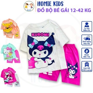 Đồ bộ bé gái size đại 12-42 kg set quần áo trẻ em cộc tay thun cotton mềm in hoạt hình tiên cá pony kitty đẹp Homie Kids