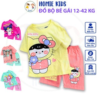 Bộ cộc tay bé gái size đại 12-42 kg set đồ quần áo trẻ em thun cotton mặc nhà đi chơi đi học in hoạt hình đẹp Homie Kids