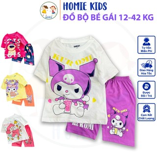 Đồ cho bé gái size đại 12-42 kg set bộ quần lửng ngố áo thun cotton tay ngắn trẻ em in hoạt hình siêu yêu Homie Kids
