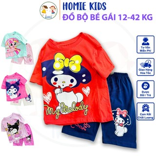 Set đồ bé gái size đại 12-42 kg bộ quần áo trẻ em tay ngắn thun cotton mềm in hoạt hình gấu dâu ngựa pony Homie Kids