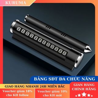 Bảng số điện thoại ô tô đặt trên taplo đa chức năng như hiển thị số đt, có đầu búa phá kính và kèm giá đỡ điện thoại