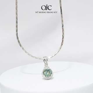 Dây chuyền nữ bạc Ý đính kim cương Moisanite QJC 7.2ly xanh kiểm định GRA cao cấp sang trọng - DB1933KCNTXANH7.2LY