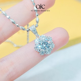 Dây chuyền nữ bạc Ý đính kim cương Moissanite QJC 6.5ly kiểm định GRA cao cấp, sang trọng - DB1811KCNTTRANG6.5LY