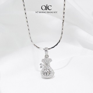 Dây chuyền nữ bạc Ý đính đá Thụy Sỹ Zirconia QJC cao cấp sang trọng, thiết kế kim tiền tài lộc thịnh vượng- DB1967XI