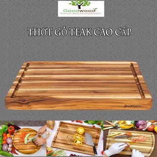 Thớt Teak Nhập Khẩu KT 455x355x25mm Kháng Khuẩn Chống Mối Mọt,Thái Chặt Thoải Mái, Bền Đẹp