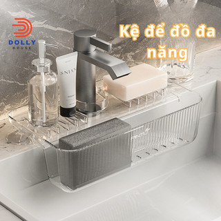 Kệ rửa chén Dollyhouse thoát nước giá để giẻ rửa bát nhựa ABS 2 màu bên chắc chắn kèm khay tiện dụng
