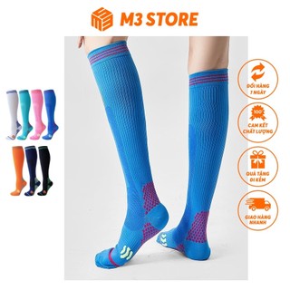 Tất Thể Thao Cao Cổ Nam Nữ Vớ Chạy Bộ Tập Gym Trail Marathon Đá Bóng Vớ Nén Thoáng Khí XT06