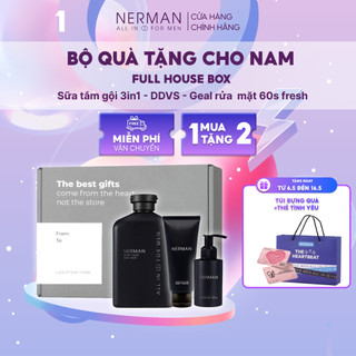 Bộ quà tặng cho nam FULL-HOUSE BOX Nerman-Sữa tắm gội 350ml&Gel vệ sinh nam 100ml&Gel rửa mặt 100g